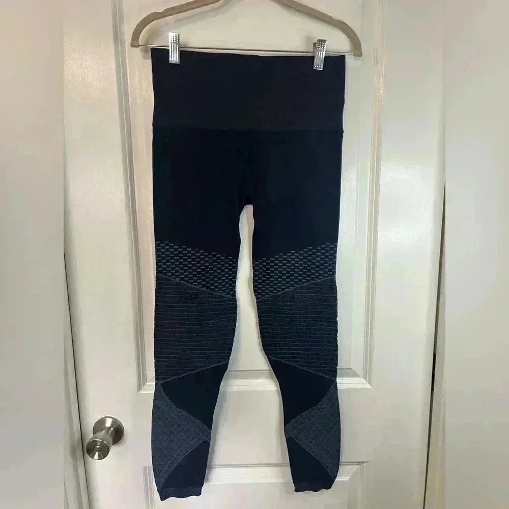 Spanx Women’s Navy Look At Me Moto High-Rise Compression Leggings - Size Large